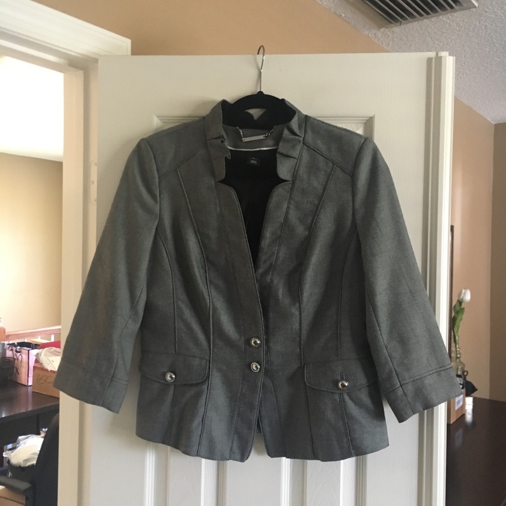 ALREADY SOLD - WHBM Grey Heather Suit-Jacket 10-Pants 12-Used
